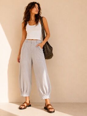 Aritzia Wilfred Free Barrel Pants Linen Cotton Utility Chic Pockets Size 4